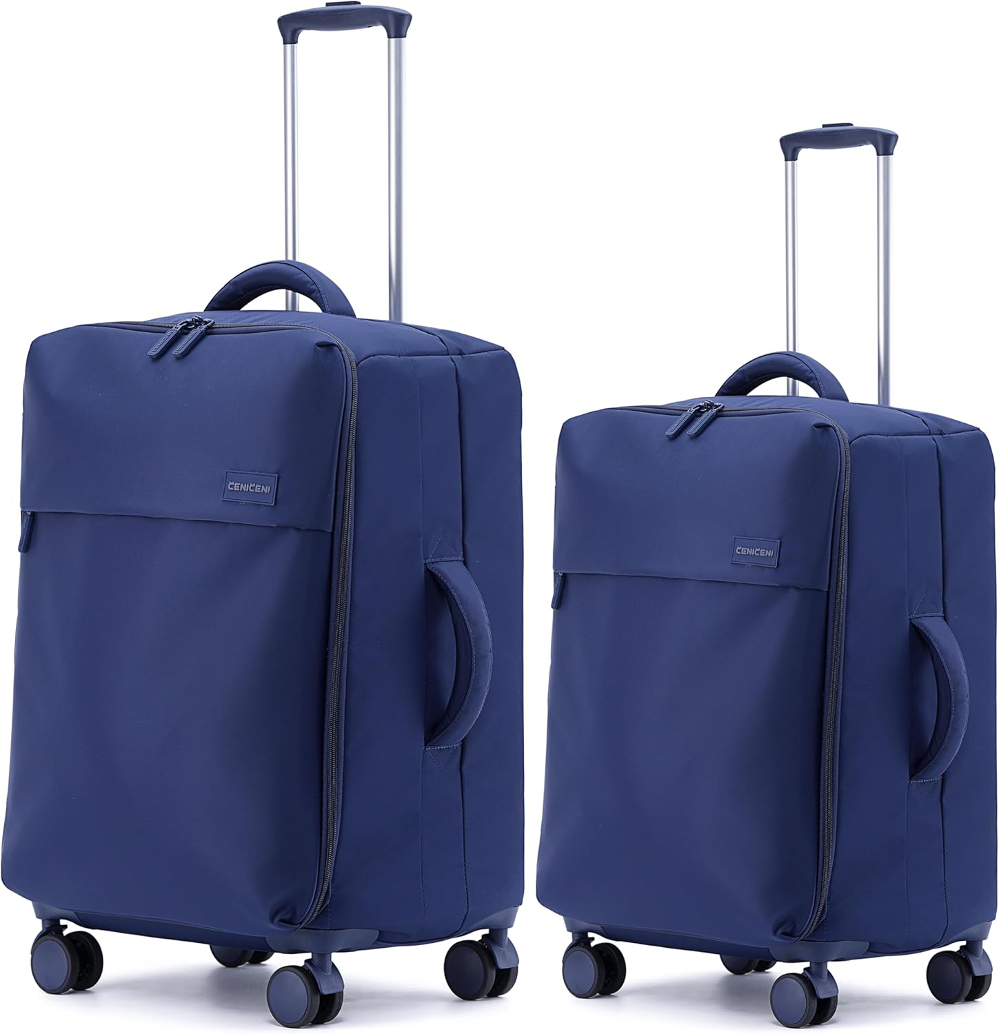 Ultralight 20" 24" Travel Luggage Set Carry-On Airline Approved Softside Suitcase, 360° Spinner Wheels, TSA Lock, with 7-Piece Travel Accessories, Navy Blue