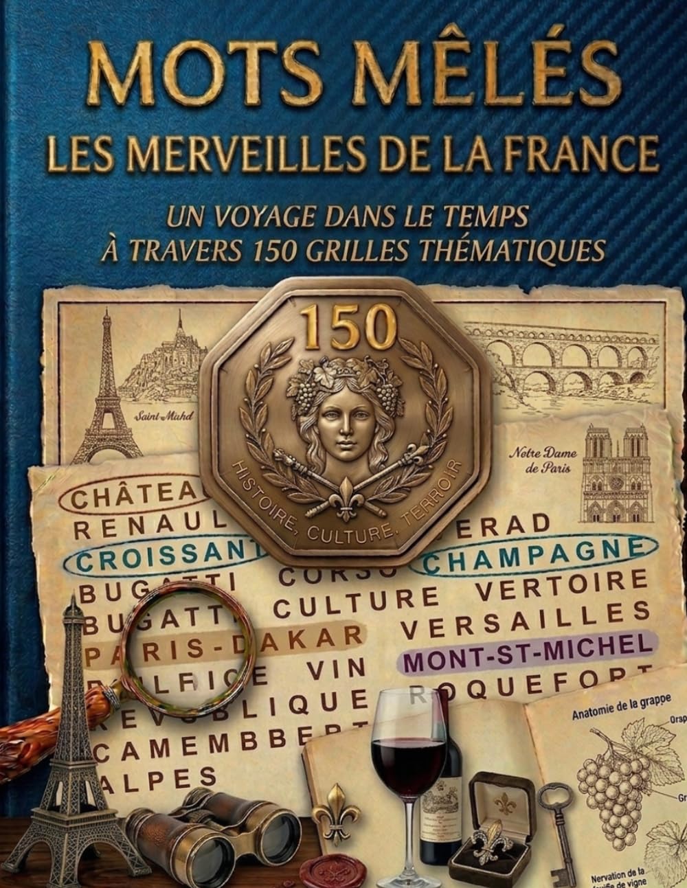 Les merveilles de la France: 150 grilles de mots mêlés pour voyager à travers le patrimoine, les régions et les trésors de la France