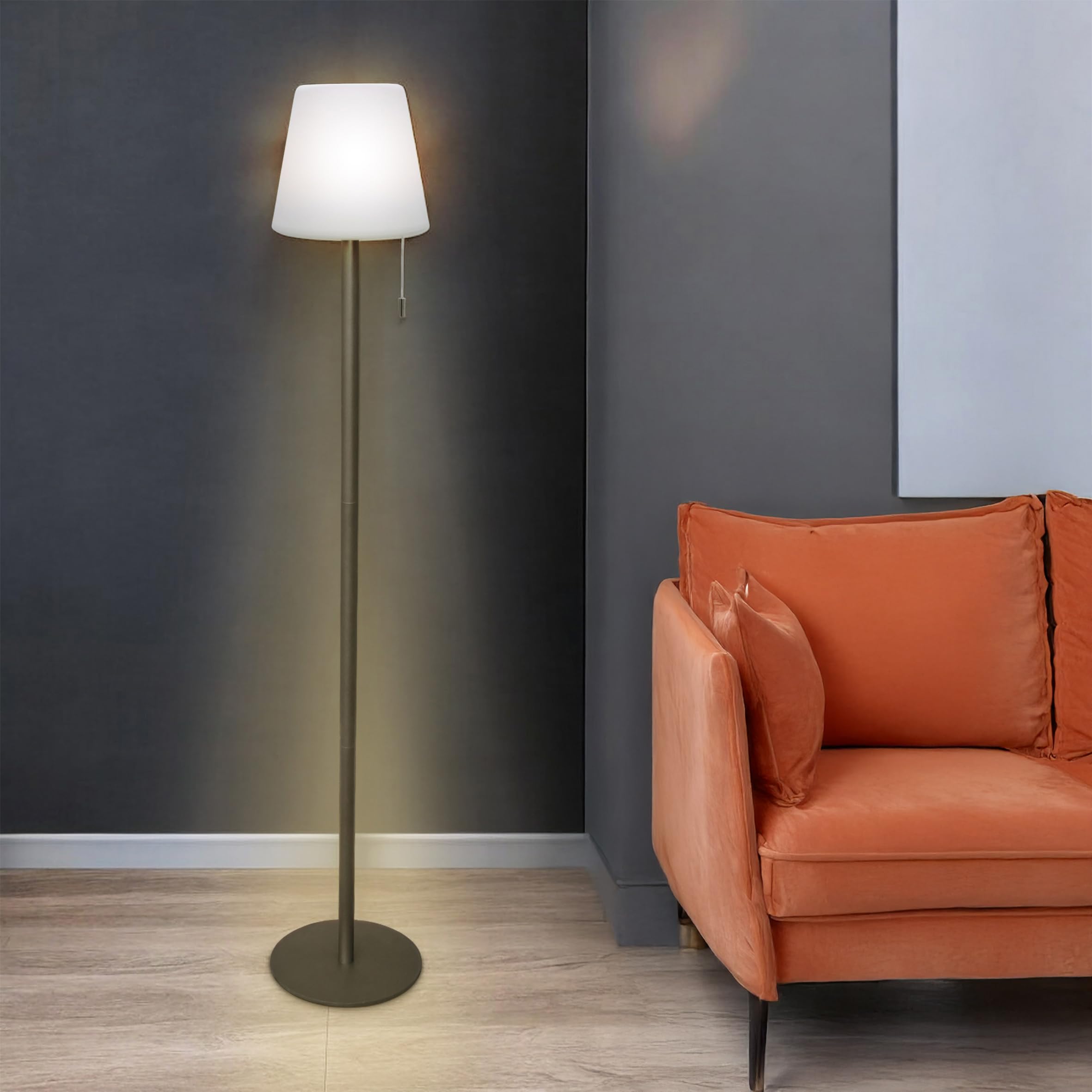 Lampadaire LED blanc chaud rechargeable - 106 x 16 cm - Noir avec 4 modes d'éclairage USB - Balcon, terrasse, extérieur