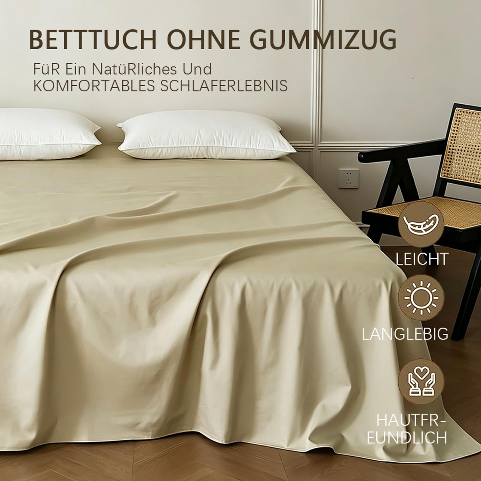 Bettlaken ohne Gummizug 245 x 250cm 100 % Baumwolle leintuch Weiß | Leintuch aus 100 % Baumwolle Betttuch für Großes Doppelbett zarte Hautfreundlichkeit Glatt und pflegeleicht
