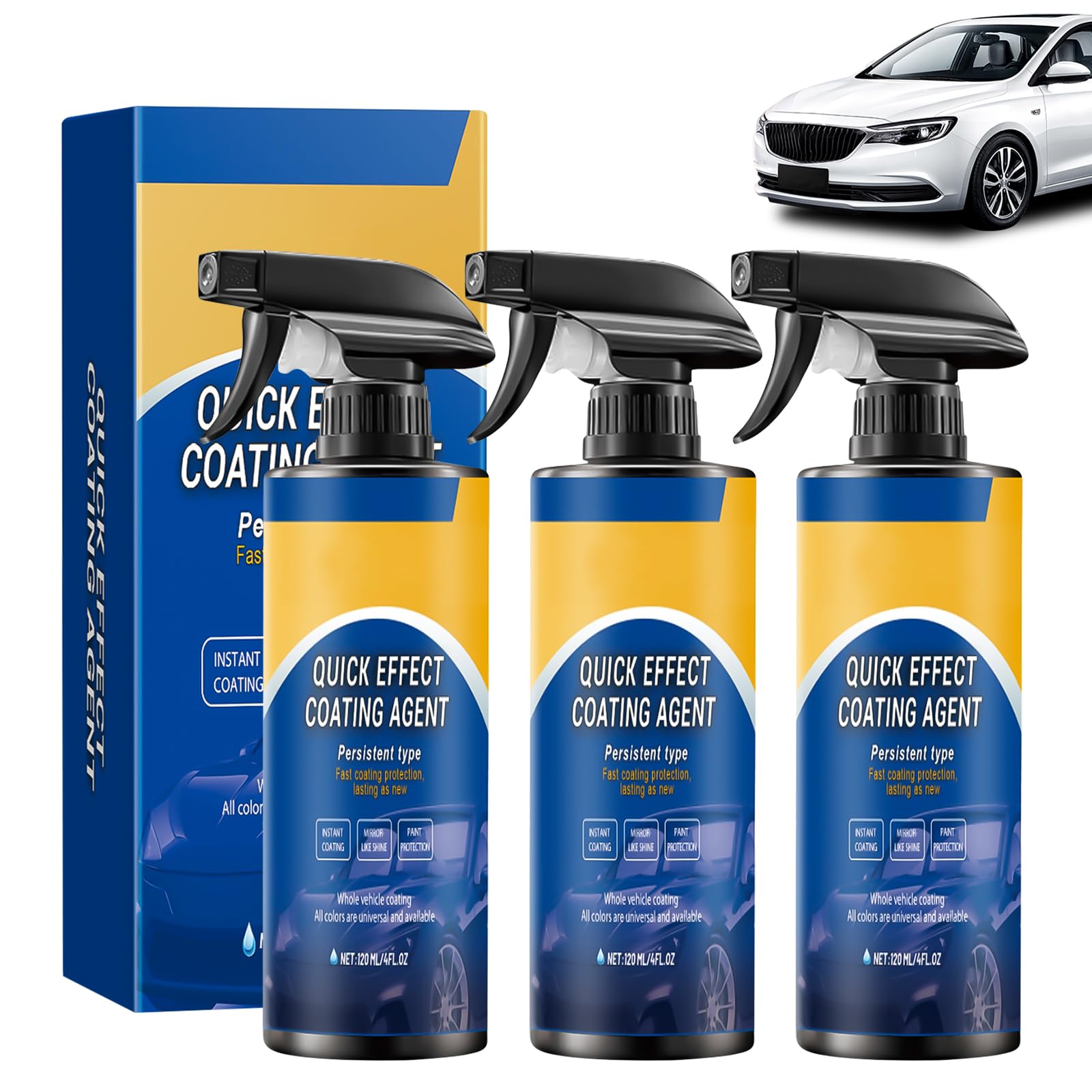 Quick Effect Coating Agent for Car, Schnellwirkungs-Beschichtungsmittel, 3 Stuck Auto-Beschichtungsspray, Autos Kratzer Entferner, Beschichtungsspray Autolack, Spray Auto, Wasserfestes, öLfestes