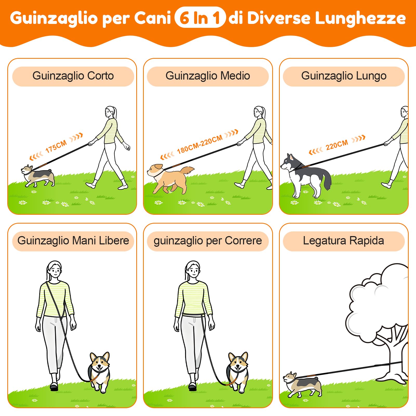 X XBEN Guinzaglio Cani Mani Libere, Multifunzionale Guinzaglio da Corsa per Cani Grande Media e Piccola, Cintura in Vita Regolabile Guinzagli per Cani con Doppie Maniglia Metallo Fibbia, 0,8-2,35 M