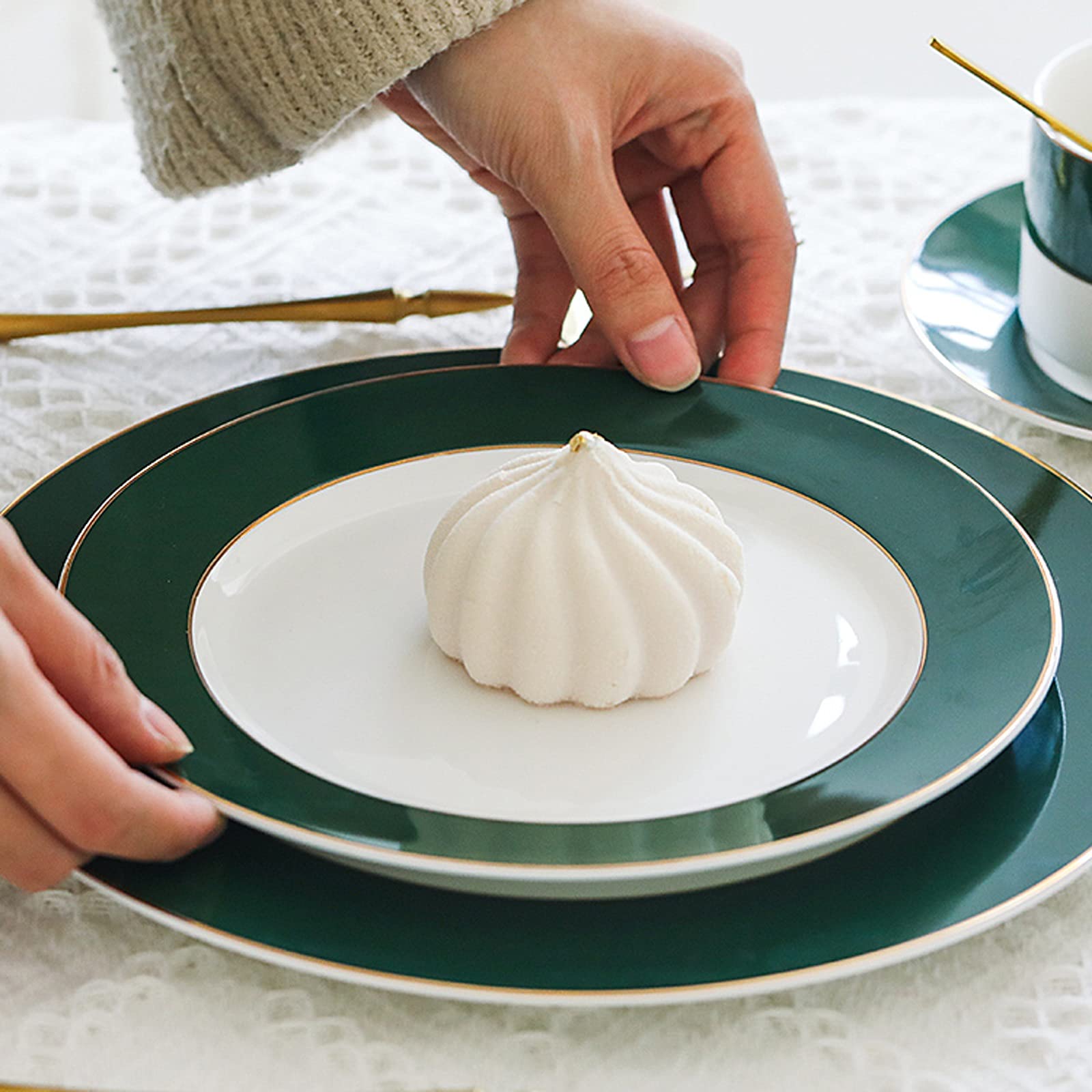 Présentoir à Gâteau Tableau de gâteau en céramique à 3 couches avec poignées multi-couleurs Détachables de gâteau de gâteau Table de dessert for mariages, banquets, anniversaires Support à Gâteau ( Co