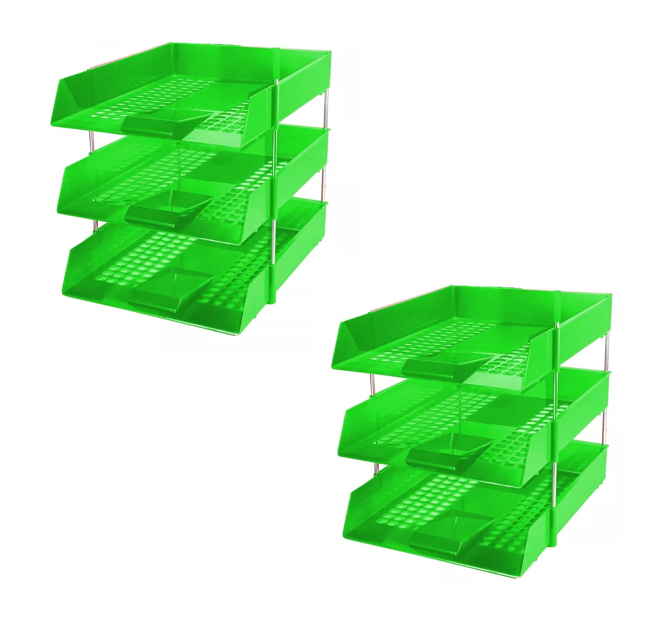Evrite Green A4 Lettertray With Risers Letter Tray - Pack Of 6 Trays + 4 Riser Sets
