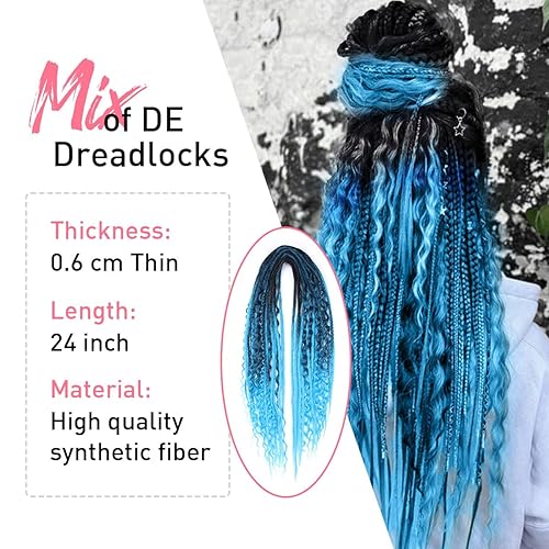 Miniatura 4 de KRALER Juego de extensiones de rastas de 24 pulgadas, 3 en 1, 20 hebras sintéticas de doble extremo, extensiones de rastas sintéticas de doble