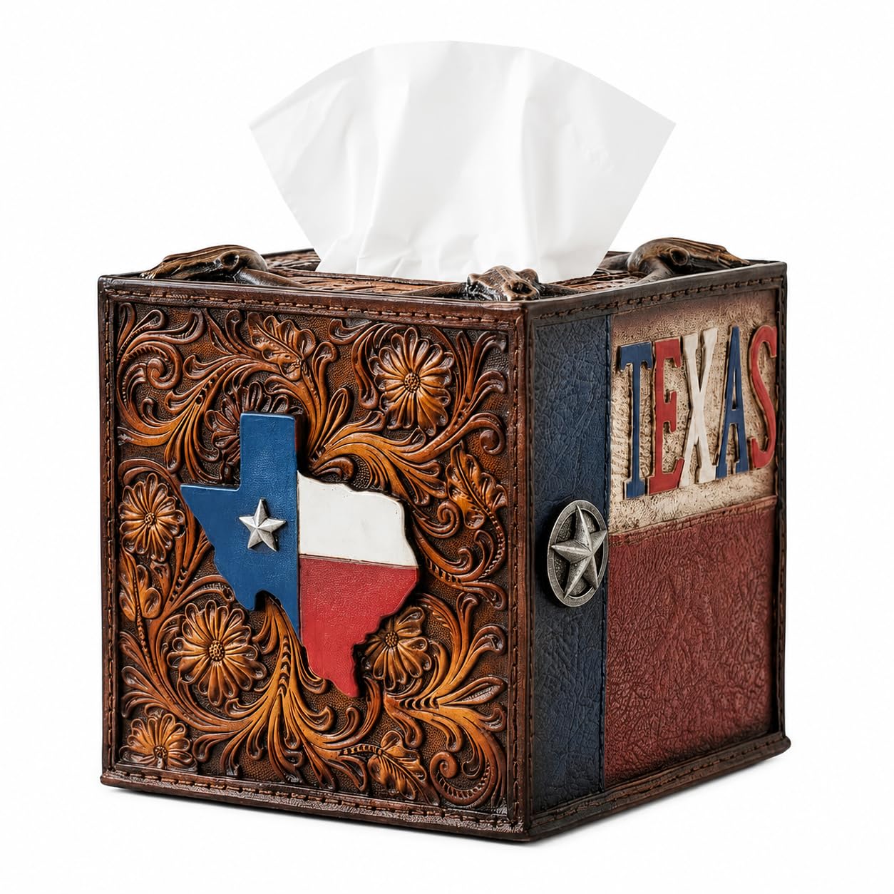 Cache-boîte à mouchoirs Texas pour table basse et décoration intérieure style chalet