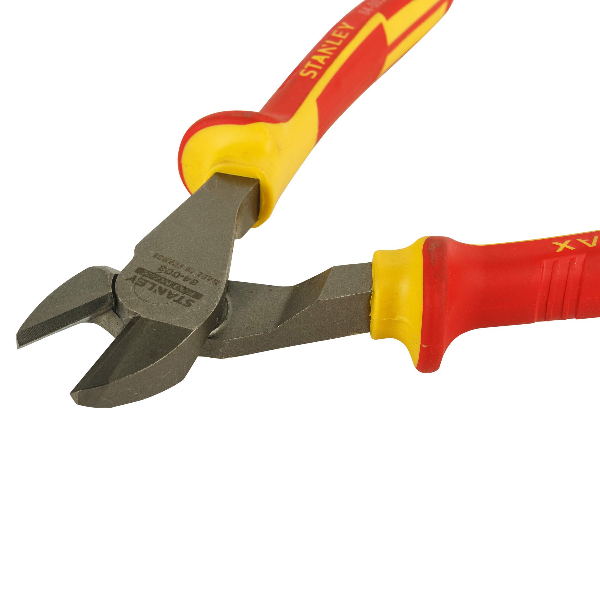 STANLEY FATMAX® 0-84-003 VDE Diagonal Cutting Pliers, 175mm (7"), Corrosion-Resistant, Bimaterial Handle, Angled Cutting Jaws, Ideal For Repair Of Electric Vehicles, Red and Yellow 2
