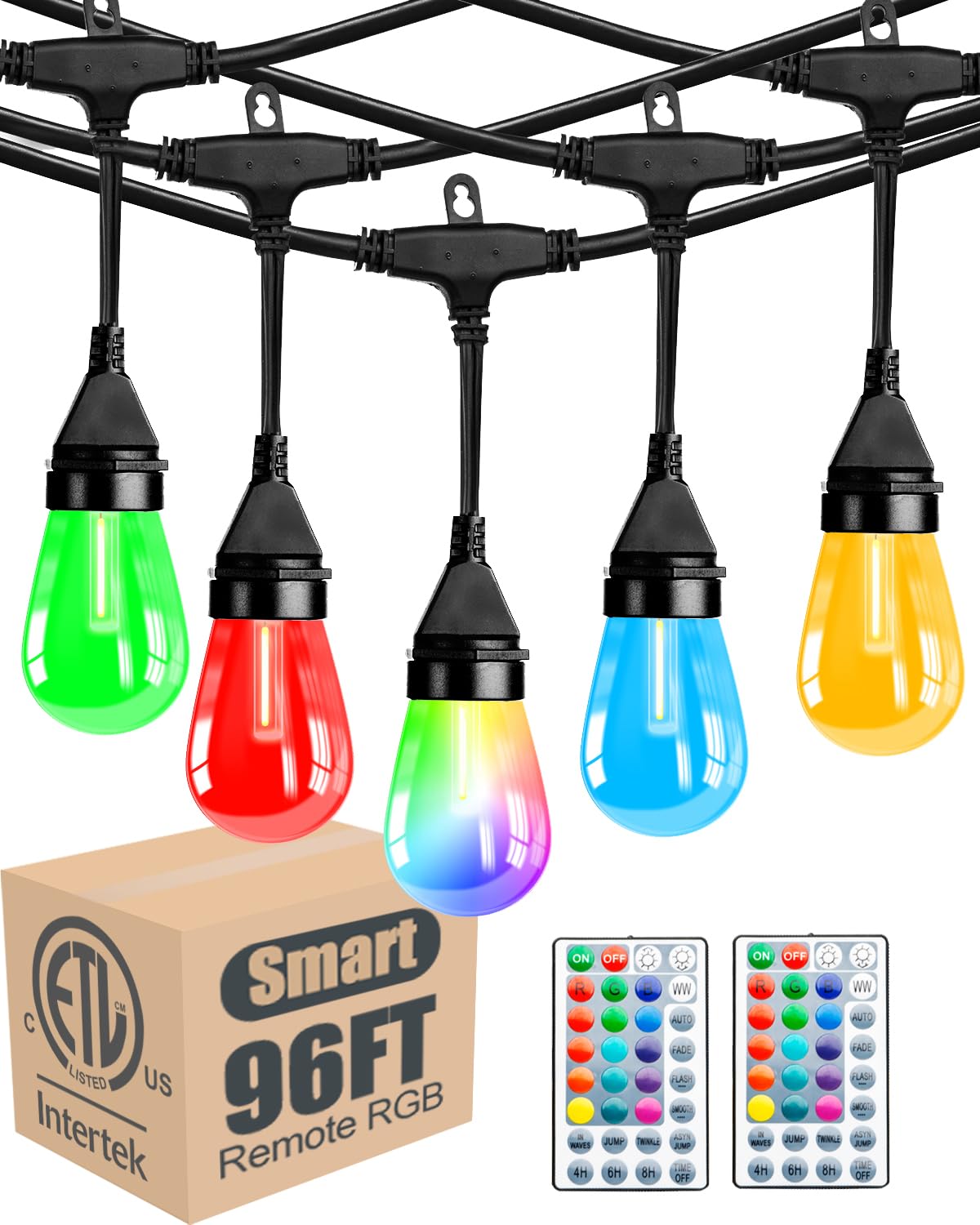 Lightdot 96FT Outdoor Led Patio Lights, Led String Lights with Shatterproof Edison Vitage Bulbs,2200K, Commercial Grade Hanging Light for Patio Cafe Bistro Backyard- ETL Listed