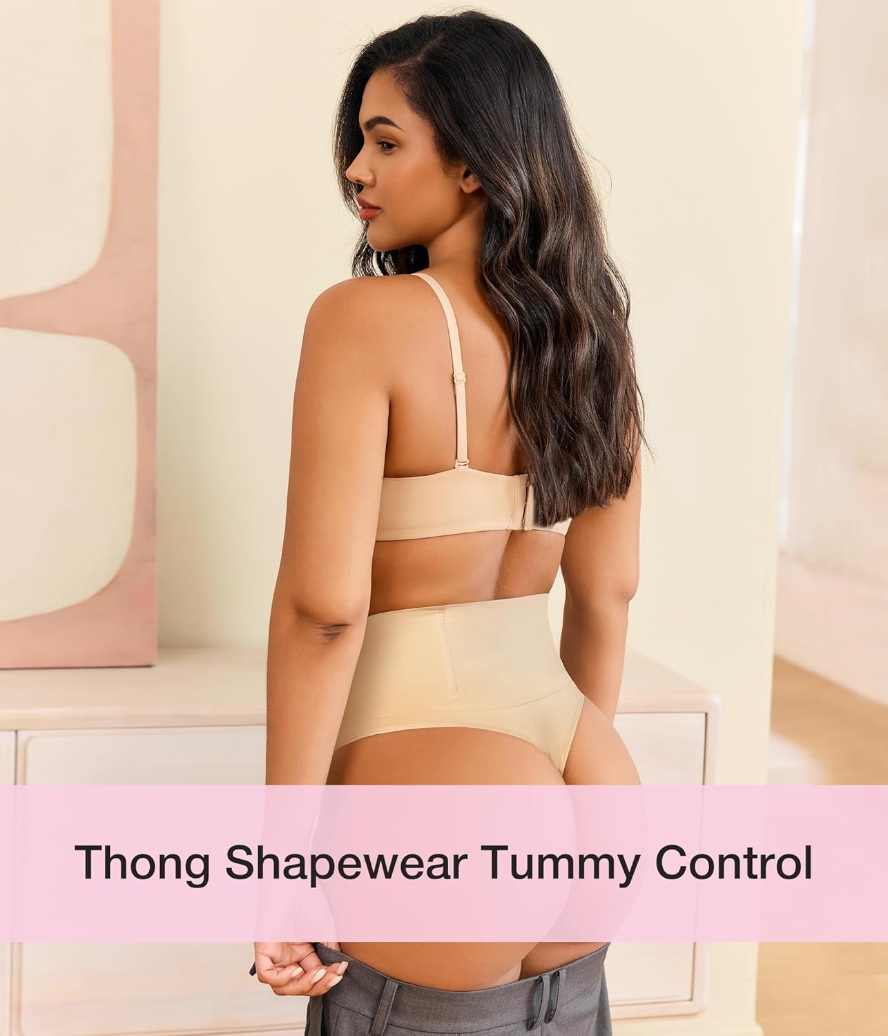 Eleady Thong Shapewear Tummy Control - 2 Piece Mid-Waist Compression Underwear Women Seamless Butt Lifting Panties - Image 3