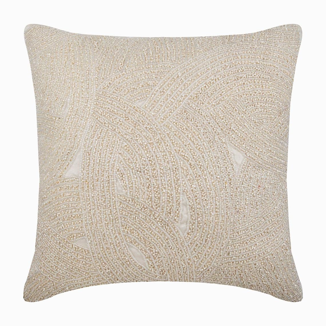 The HomeCentric Decorative Cushion Covers Pack of 2, 35x35 cm (14"x14") Ivory, Silk Throw Cushion Covers, Cushion Covers, Contemporary Cushion Covers Online - Ivory Galaxy โ image 1