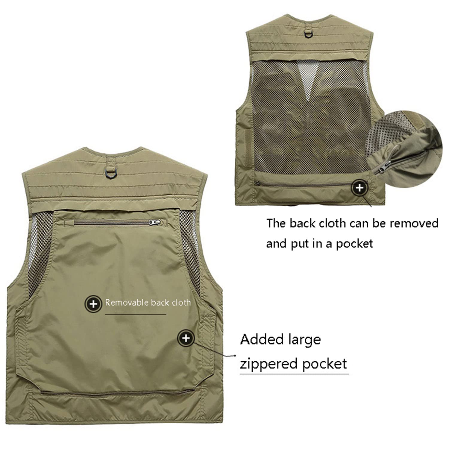 Chaleco para Hombre Chaleco Sin Mangas con Multibolsillos Chaleco De Pesca Multifuncional para Exteriores Chaleco Casual Transpirable De Verano