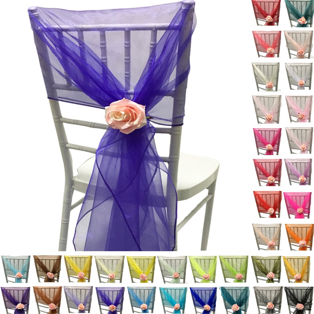 Time to Sparkle 10pcs 65cm X 275cm Organza Sash Hood Sash Chair Cover
