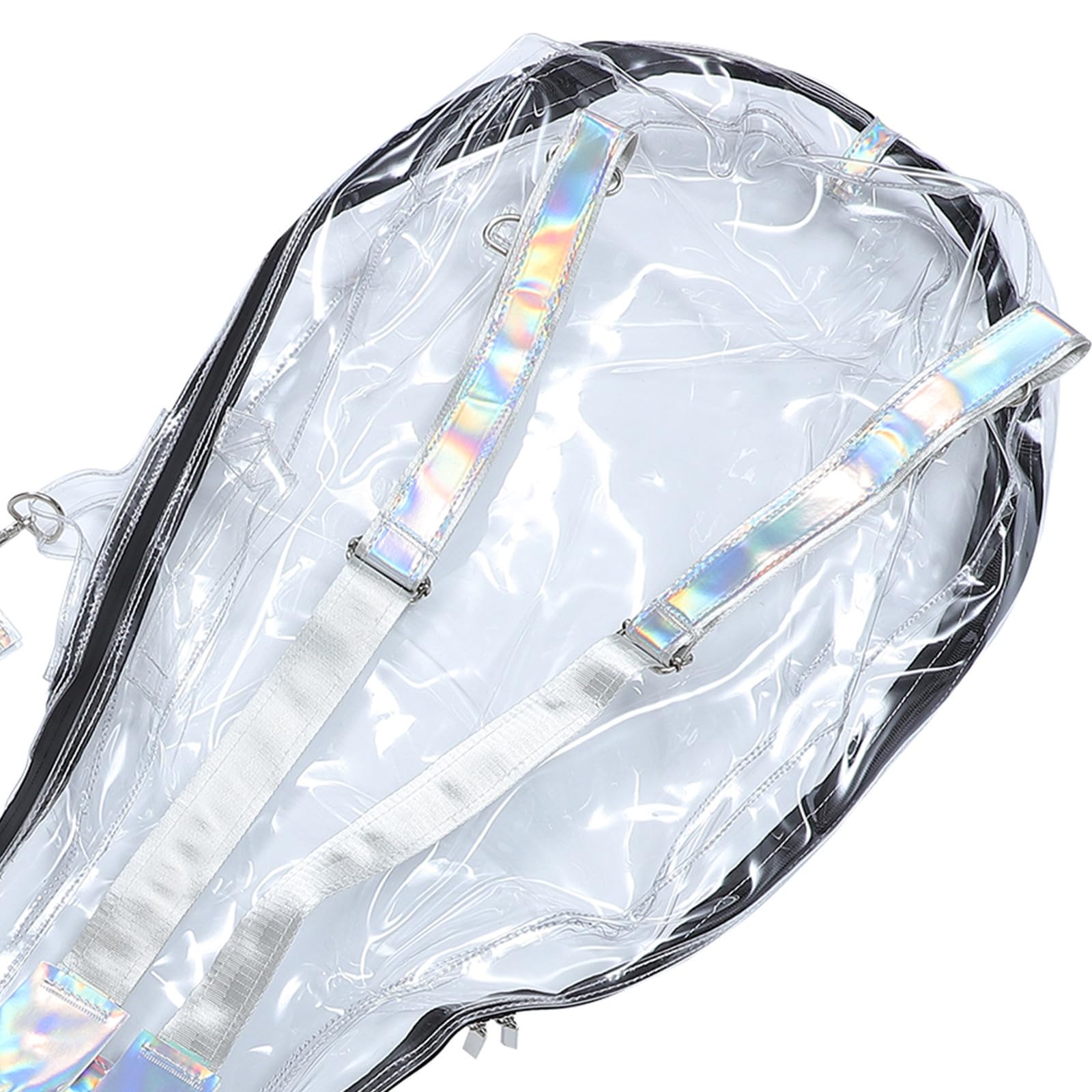 Veemoon Borsa per Chitarra Acustica Trasparente Pc, Zaino Doppie Spalline, Bianco, per Chitarra Folk 39/40/41 Pollici, Leggero, per Uso Outdoor