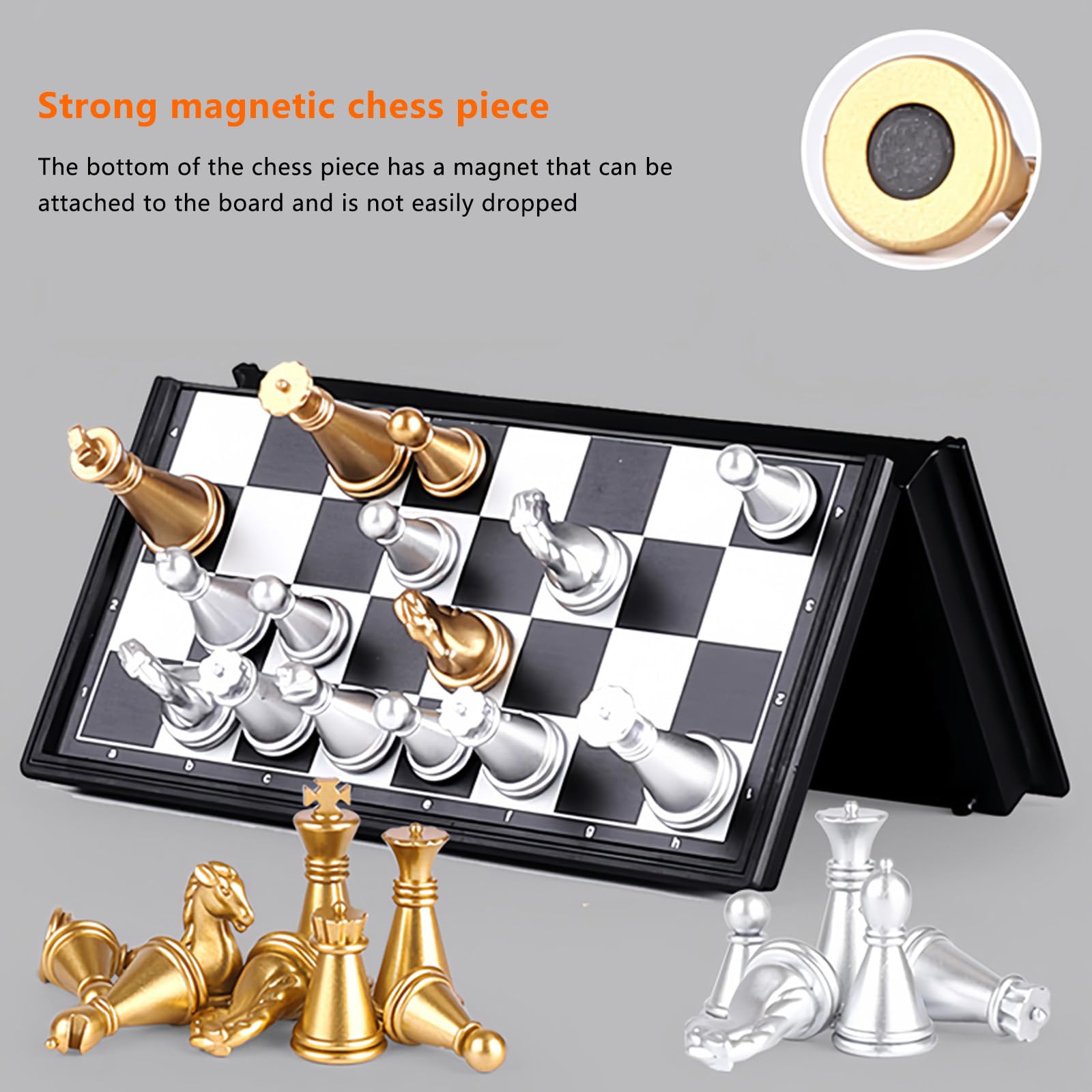 Pliable Portable Ensemble D'échiquier,Portable Chess Board 5,1" Avec Des Emplacements De Rangement D'échecs,Faciles à Transporter,Jeu d'échecs Magnetique Pour Débutants Et Adultes(Size:13*13in)