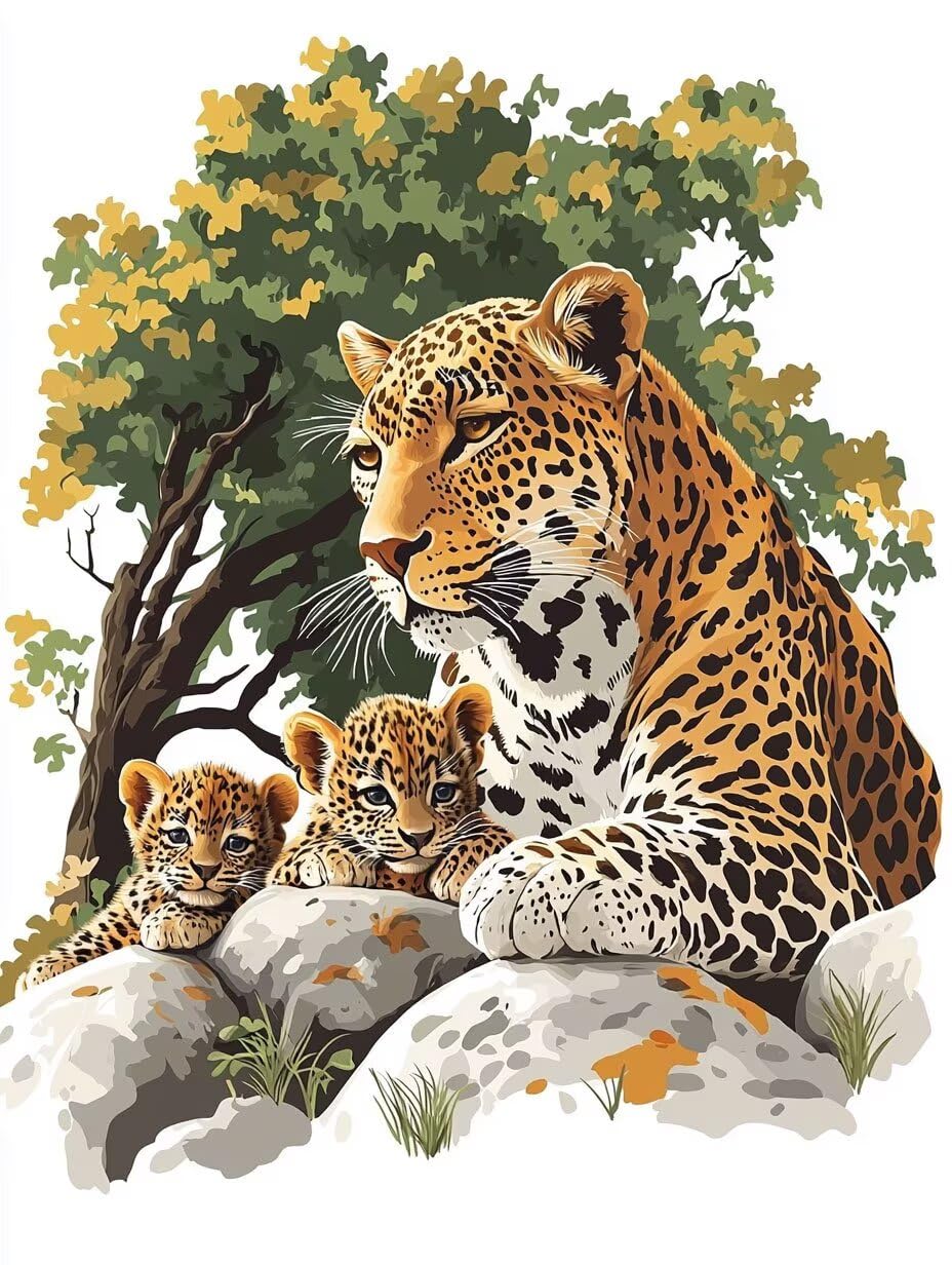WEISHIWE Dipingere con i Numeri Adulti Leopardo animale, 80x100cm s-167 | Paint by Numbers Kit con Pennelli e Acrilico Pigmento, Fai da te Olio La Pittura di Numeri Kit, Decora la Casa, senza Cornice