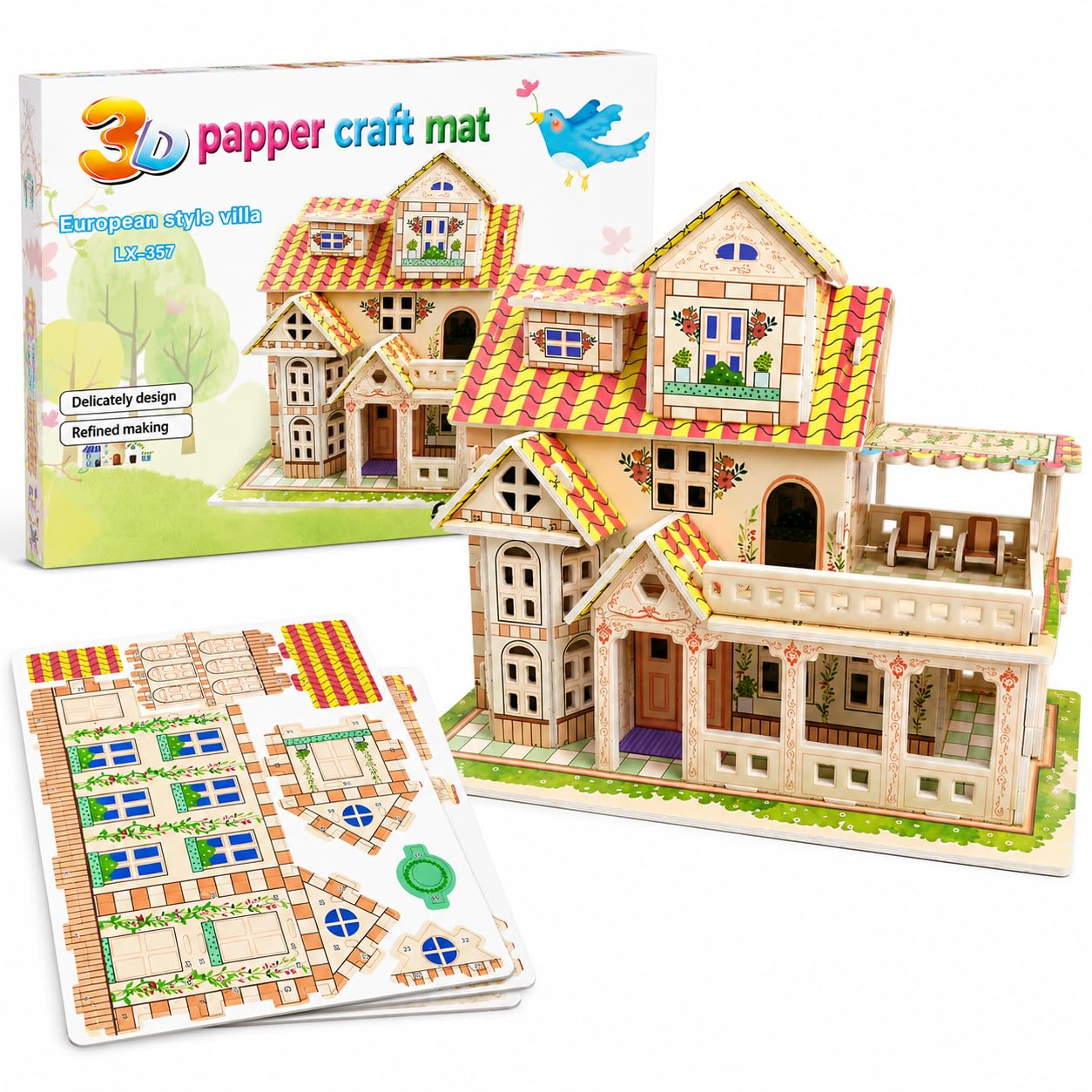 Premimum 3D DIY House Puzzle Kit for Kids | Build & Assemble Model Craft Set | Creative Construction Toy for Skill Development, Educational & Imaginative Play Friendly Cardboard Puzzle Houses-image-20