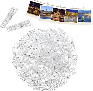 Xinzistar 100pcs Clear Mini Pegs, Small Plastics Mini Clear Pegs for Hanging Photos,Clips Pegs Clear Plastics Clothes Pegs Tiny Photo Clips Small Clear Pegs for Photos Arts & Crafts Weddings Parties