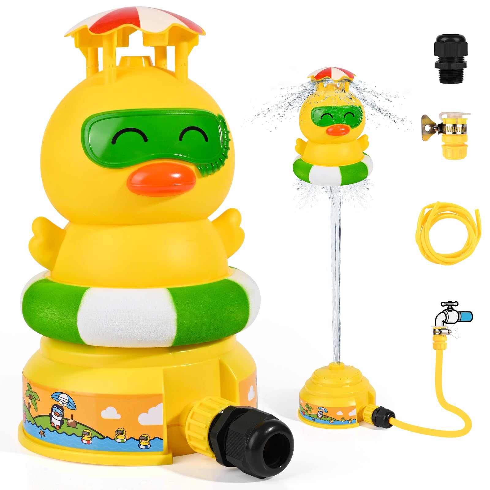 aspersor de Cohete Espacial,Aspersor de Juguete para niños, Juguete de Agua, aspersor de Agua para jardín Infantil, aspersor para jardín al Aire Libre, Juguete de Agua para Verano (Pato)