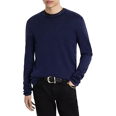 Мужская рубашка John Varvatos Long Sleeve Crew Neck in Acid Wash Y1833U4B deep blue
