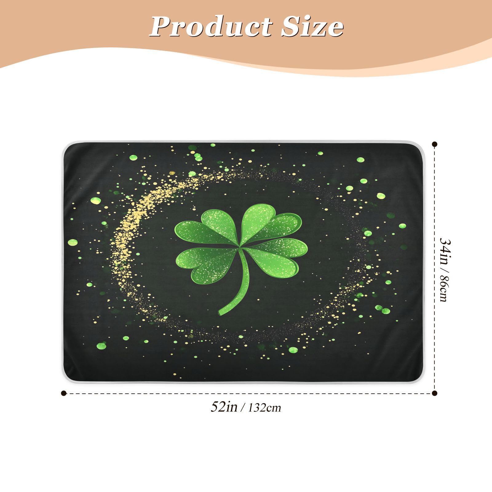 BOESI Doodle St. Patrick's Day Shamrock Pattern Waterproof Pads for Bedwetting and Incontinence, Reusable Pads, Reusable Diaper Pads for Bed, Sofa, Travel