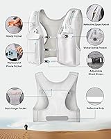 Vista 5 de Running Vest for Women Men, USA Original Patent, Adjustable Chest Straps Running Hydration Vest with 500ml Soft Flask, Lightweight Reflective