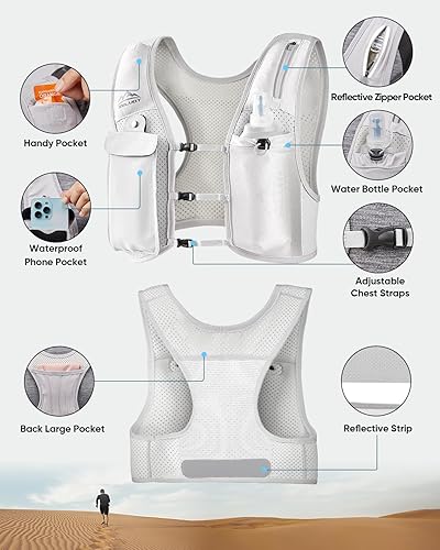 Miniatura 5 de Chaleco de correr para mujeres y hombres, patente original de Estados Unidos, correas ajustables para el pecho, chaleco de hidratación para correr