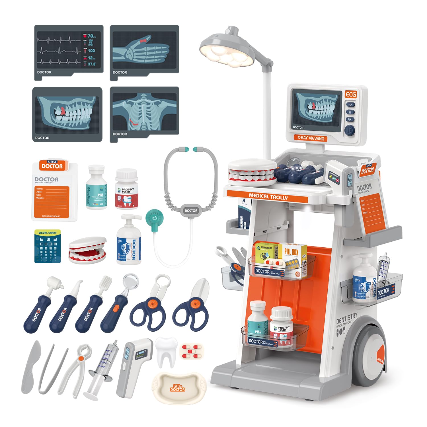 Doctor Kit for Kids 30 Accessories Pretend Medical Station Set for