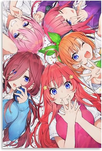 Póster de quintillizos de anime The Quintessential - Lienzo decorativo para pared, para sala de estar, regalos, dormitorio, pintura, 12 x 18 pulgadas