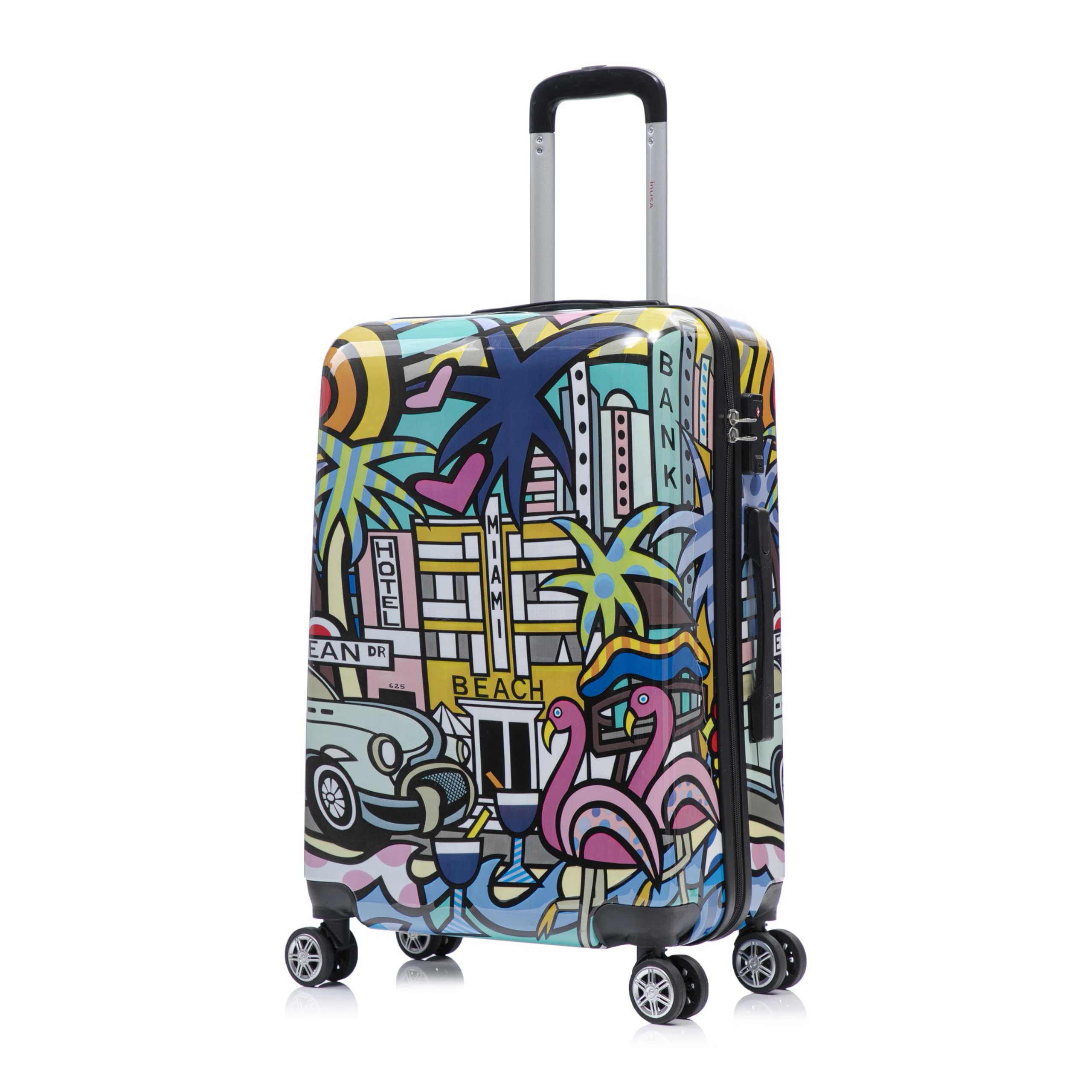 InUSA Miami Print 24-Inch Medium Hardside Spinner Luggage Lightweight Bag