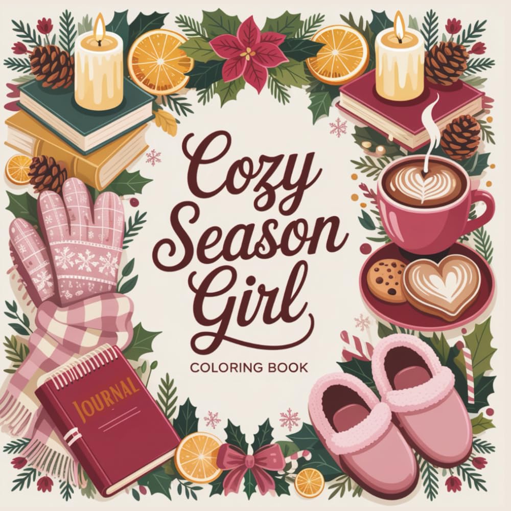 Cozy Season Girl Coloring Book: Mindful Fall and Winter Scenes with Inspirational Thoughts, Relaxing Designs, and Calming Art for Adults and Teens