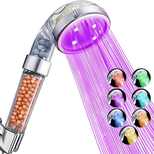 NOSAME - Cabezal led para ducha, con filtro de agua de alta presión y ahorro de agua, 7 colores que cambian automáticamente sin necesidad de