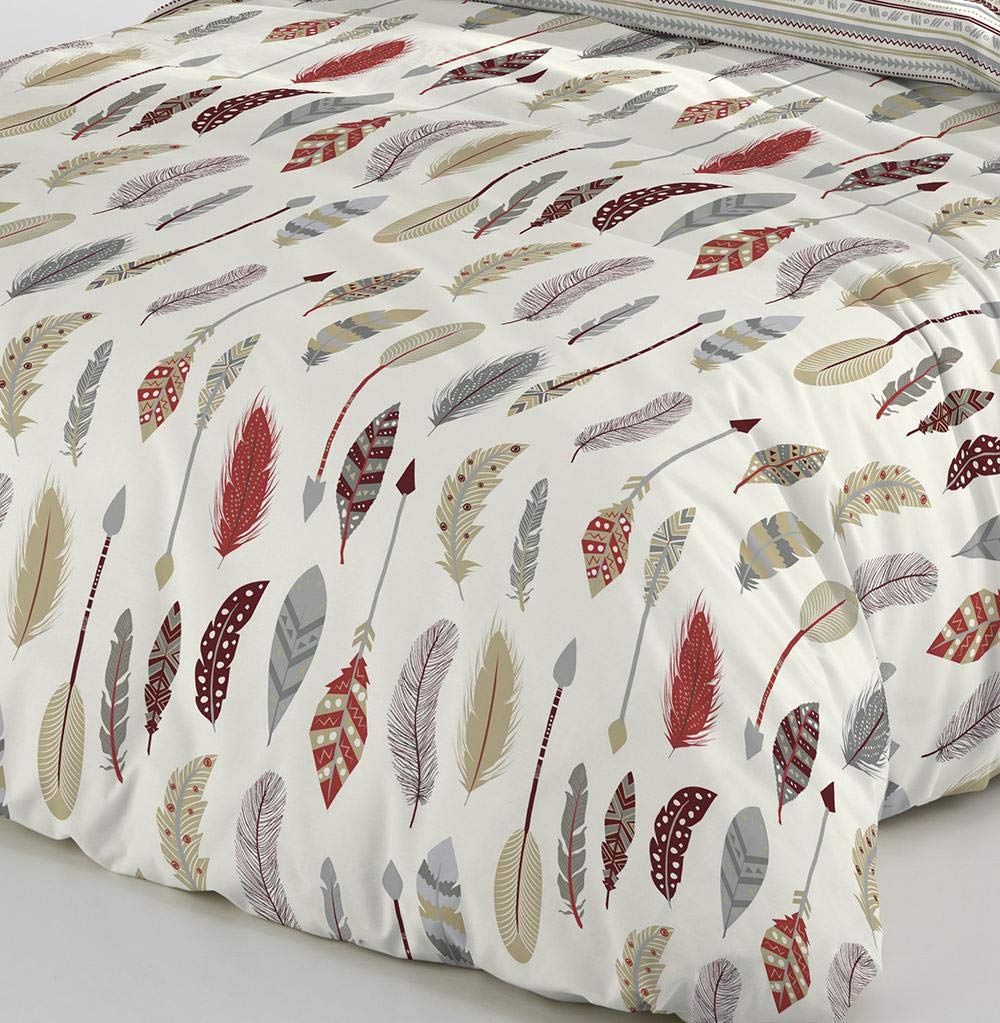COTTON ARTean Funda Nórdica Reversible Cama 90 Salve ALGODÓN 100% Funda edredón 150x220 + 1 funda almohada Cierre con Botones.