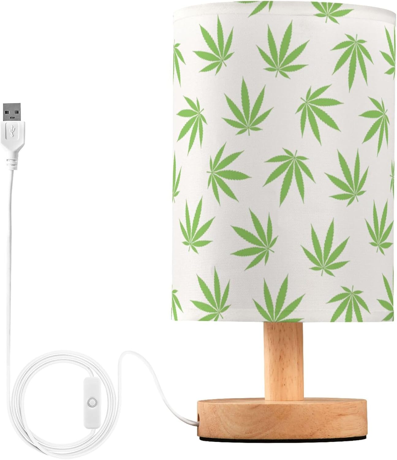 YYZZH Table Lamp Green Marijuana Leaf Cannabis Weed Leaves on White