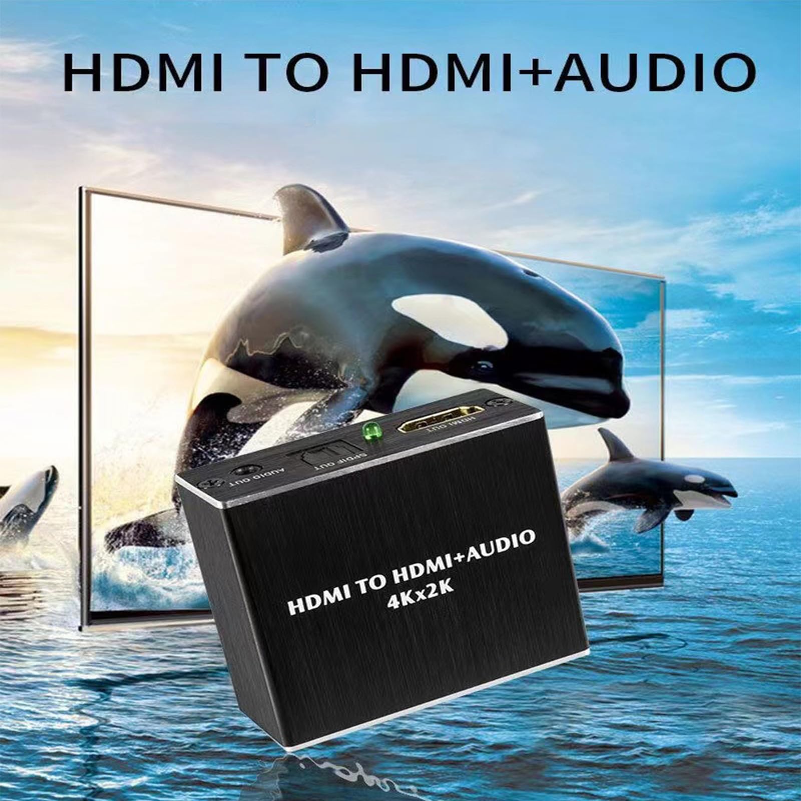 Konwerter HDMI Audio Extractor, konwerter audio, 4Kx2K, Optical Toslink SDPIF, gniazdo audio 3,5 mm, adapter rozdzielacza optycznego Hdmi, do PS5 i innych urządzeń