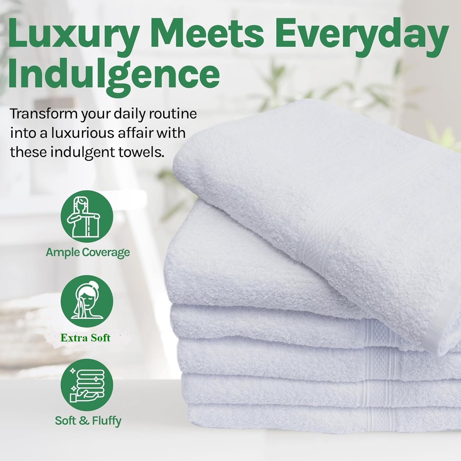 Towels N More Toallas de Mano de 15 x 25 Pulgadas, Paquete de 24 Toallas de Mano Ligeras, Suaves, pequeñas, de algodón Hilado en Anillo, Altamente absorbentes y de Secado rápido, Ideales para baño,