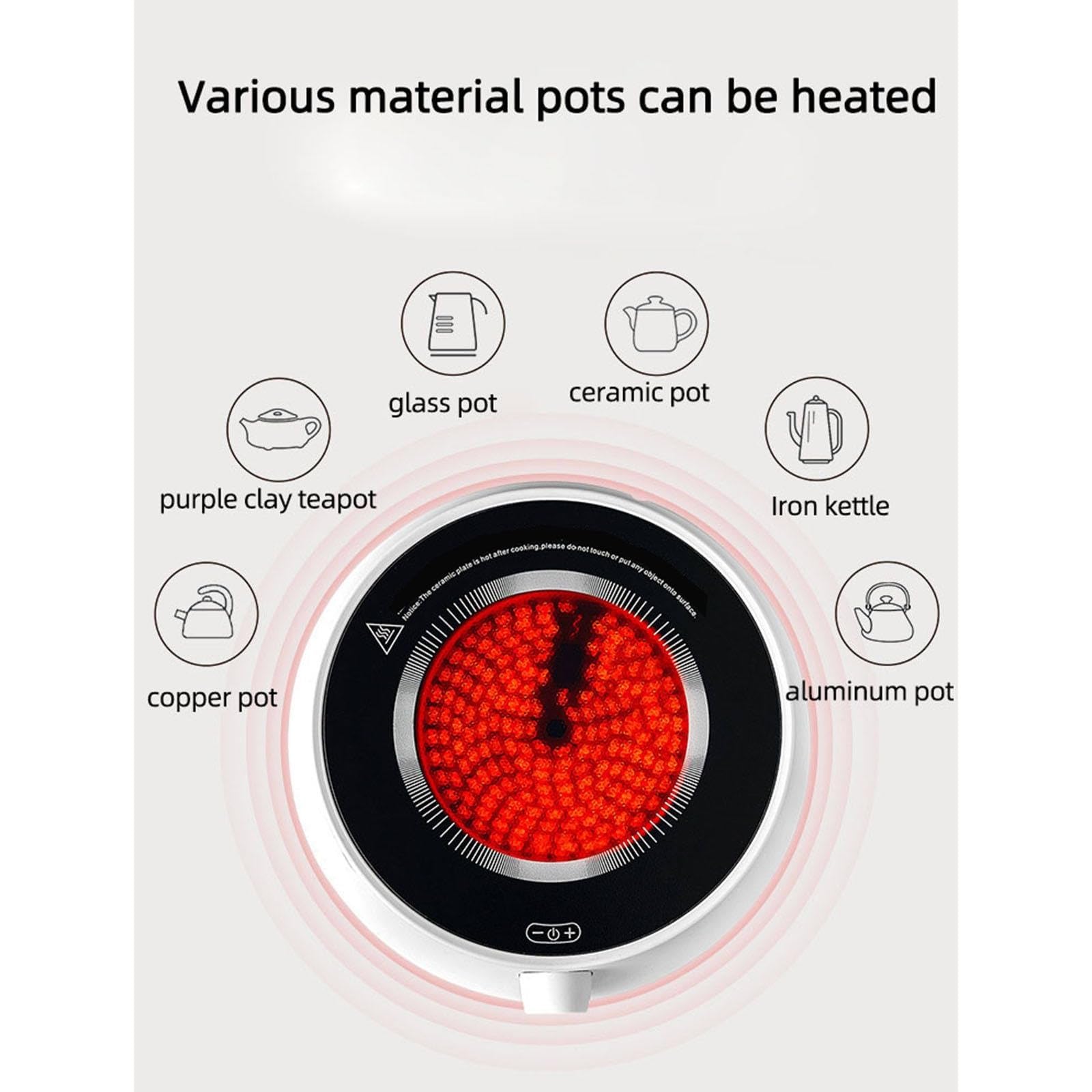 Estufa eléctrica de vitrocerámica Compacto Mini cafetera Tetera con Ventilador silencioso para café y té en casa