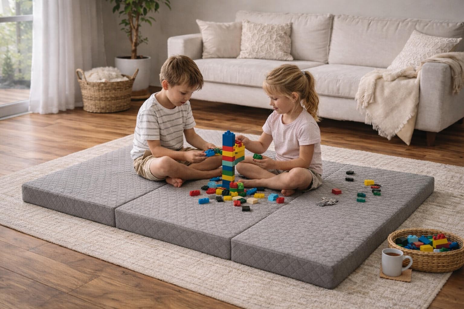 Odolplusz Składany materac klasy premium, dla gości, wyprodukowano w UE, 200 x 120 x 10 cm, może być stosowany jako materac, łóżko dla gości (kolor szary)