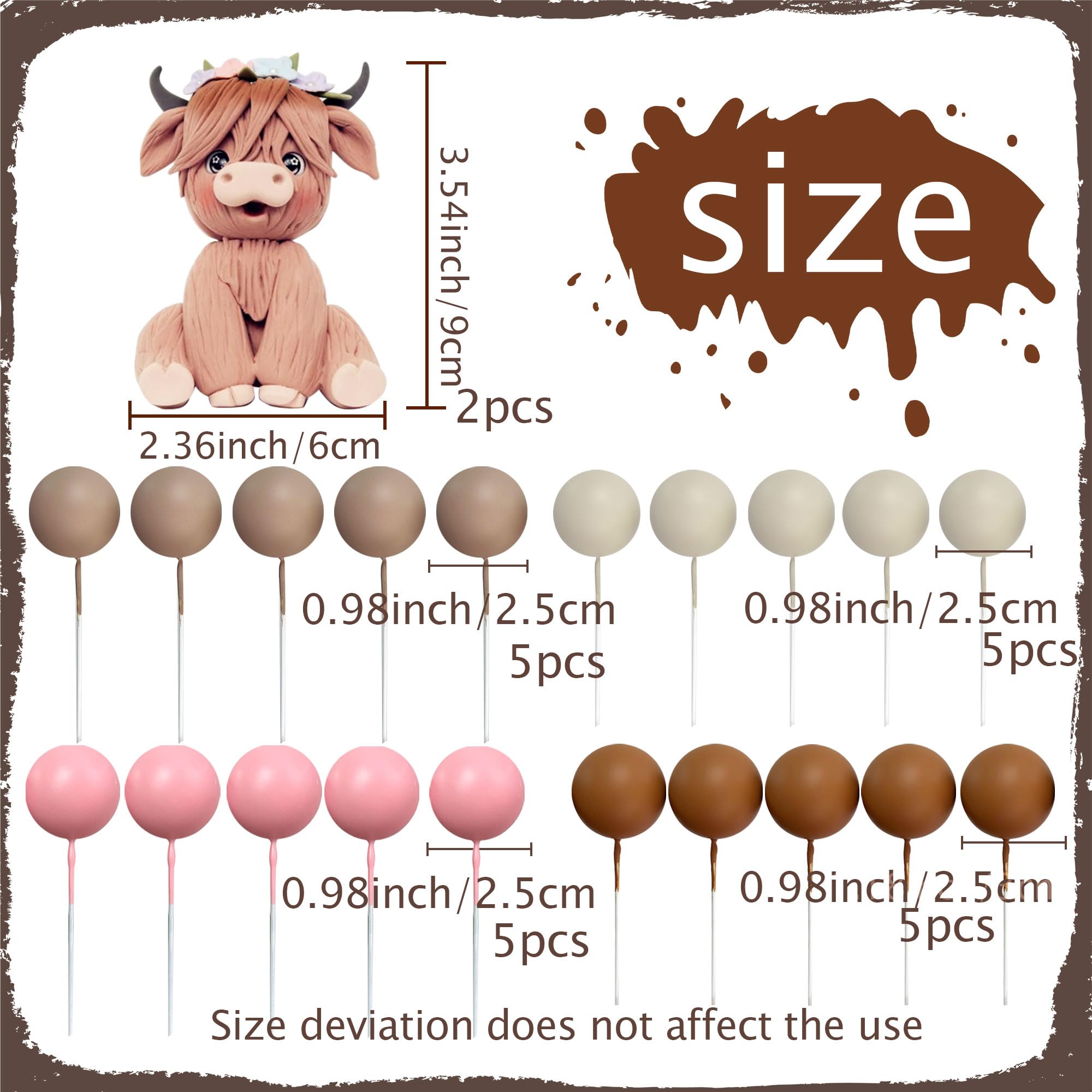 JeVenis Girls Highland Cow Cake Decorations Cake Topper Highland Cow Party Favors For Highland Cow Baby Shower Party Birthday Party Supplies - Image 3