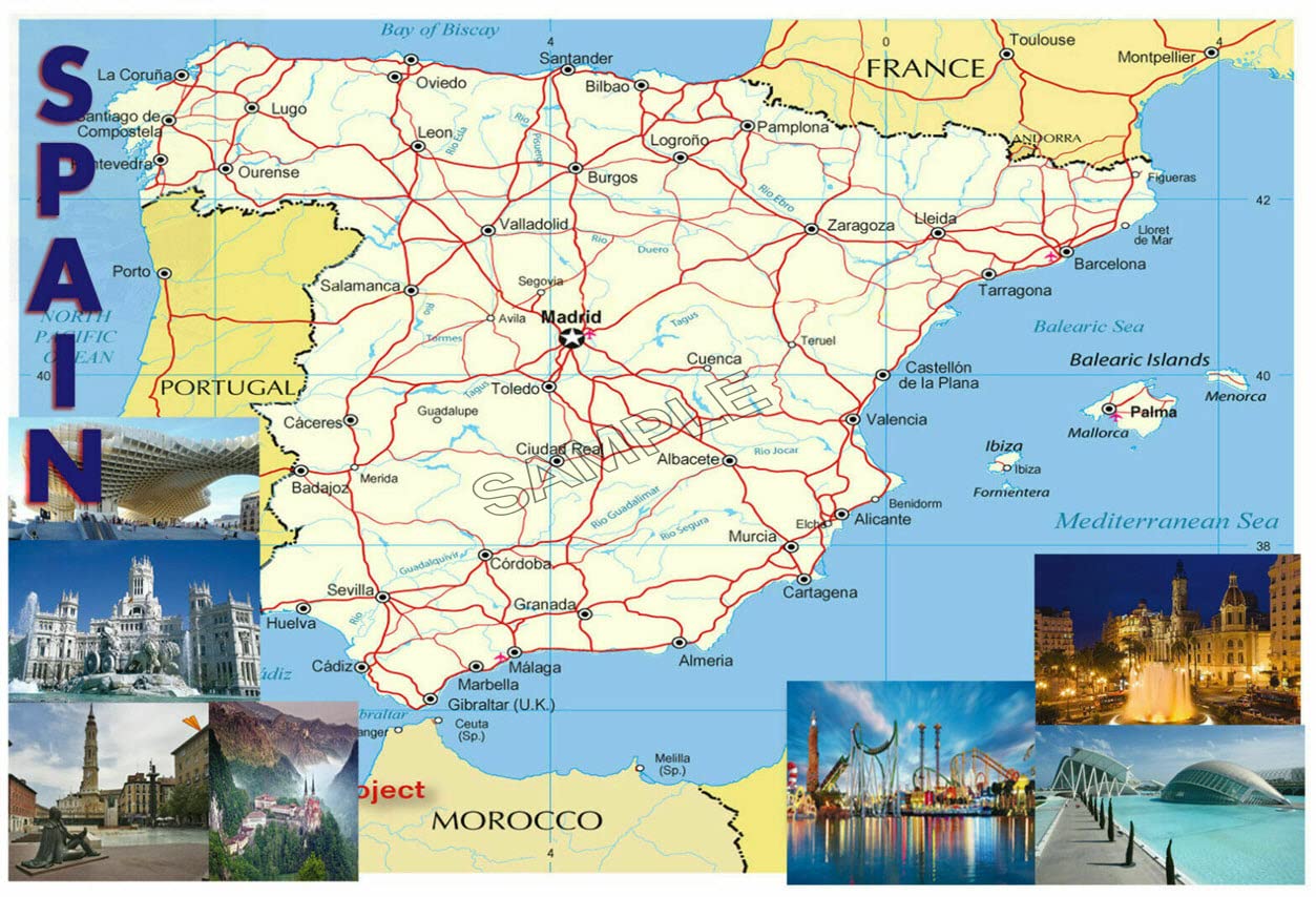 Spain Map Poster Photo Wall Art Picture Poster A4