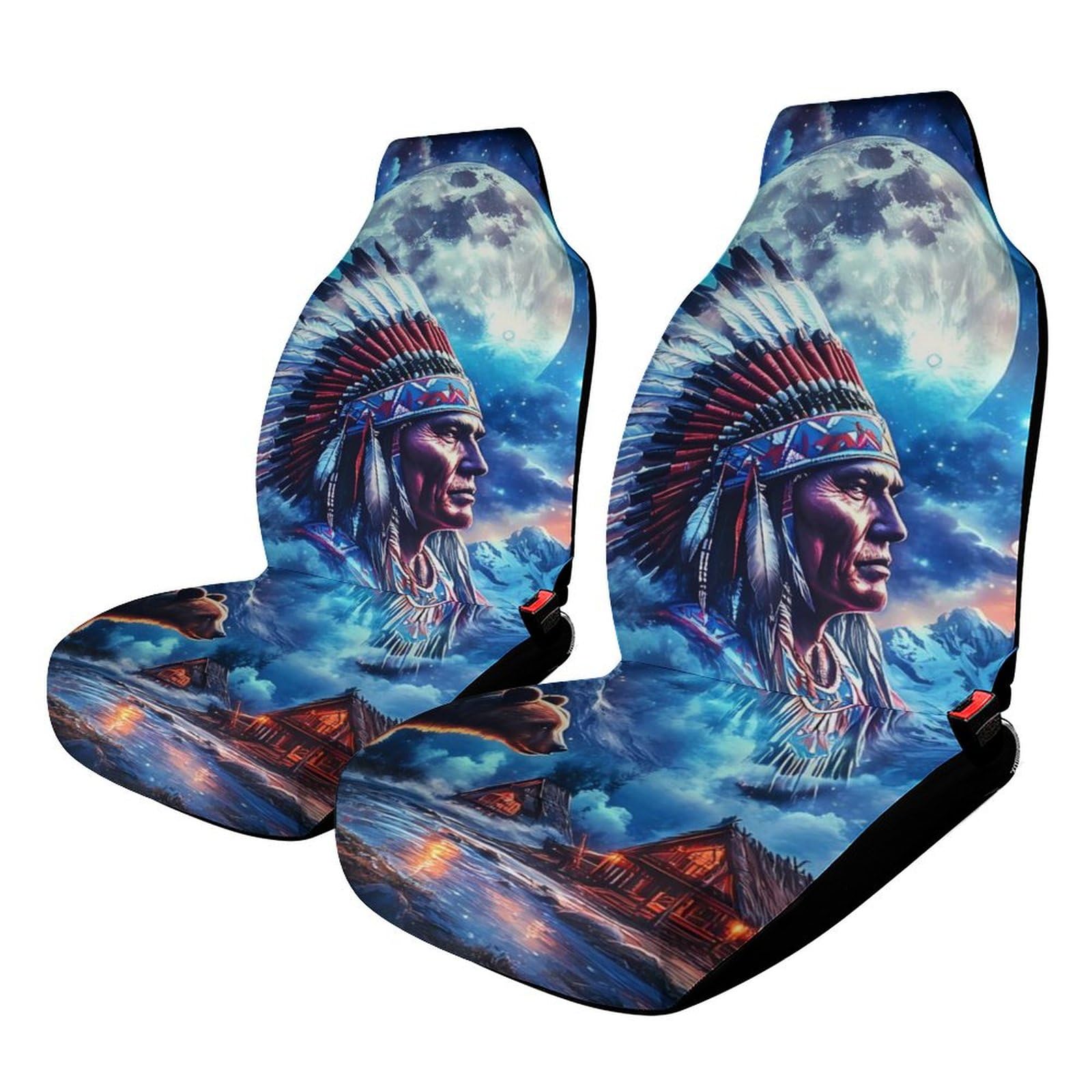 Indian Bear Car Seat Covers Universal Car Front Seats Protector Auto Interior Accessories 2PCS