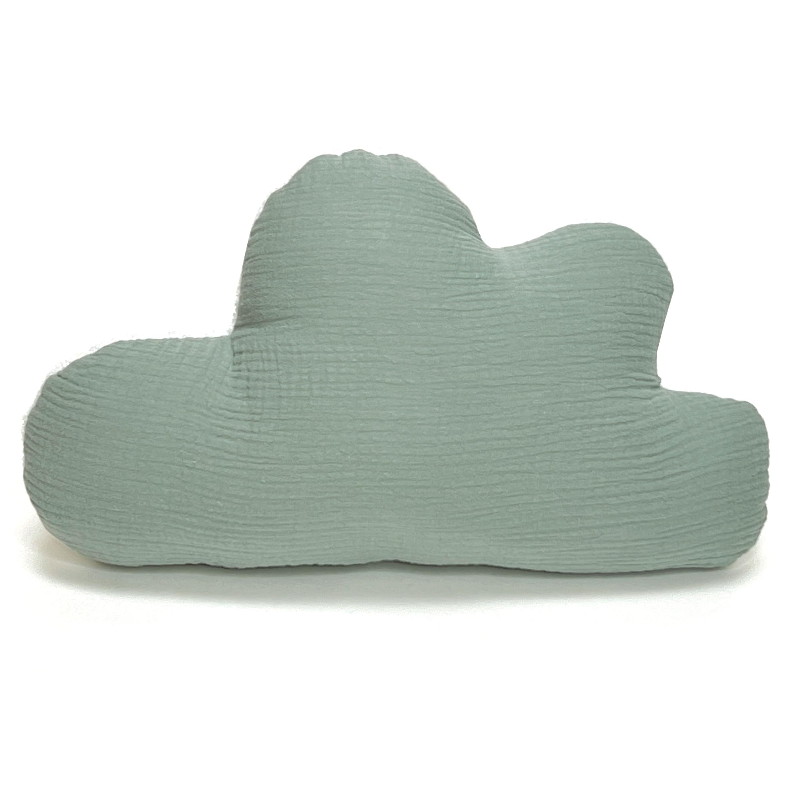 Blausberg Baby - Wolken-Kissen personalisiert, Baby Geschenk mit Name und Geburtsdatum zur Geburt, Taufe - Musselin Salbei Grün- alle Materialien Oeko-TEX Standard 100 Zertifiziert