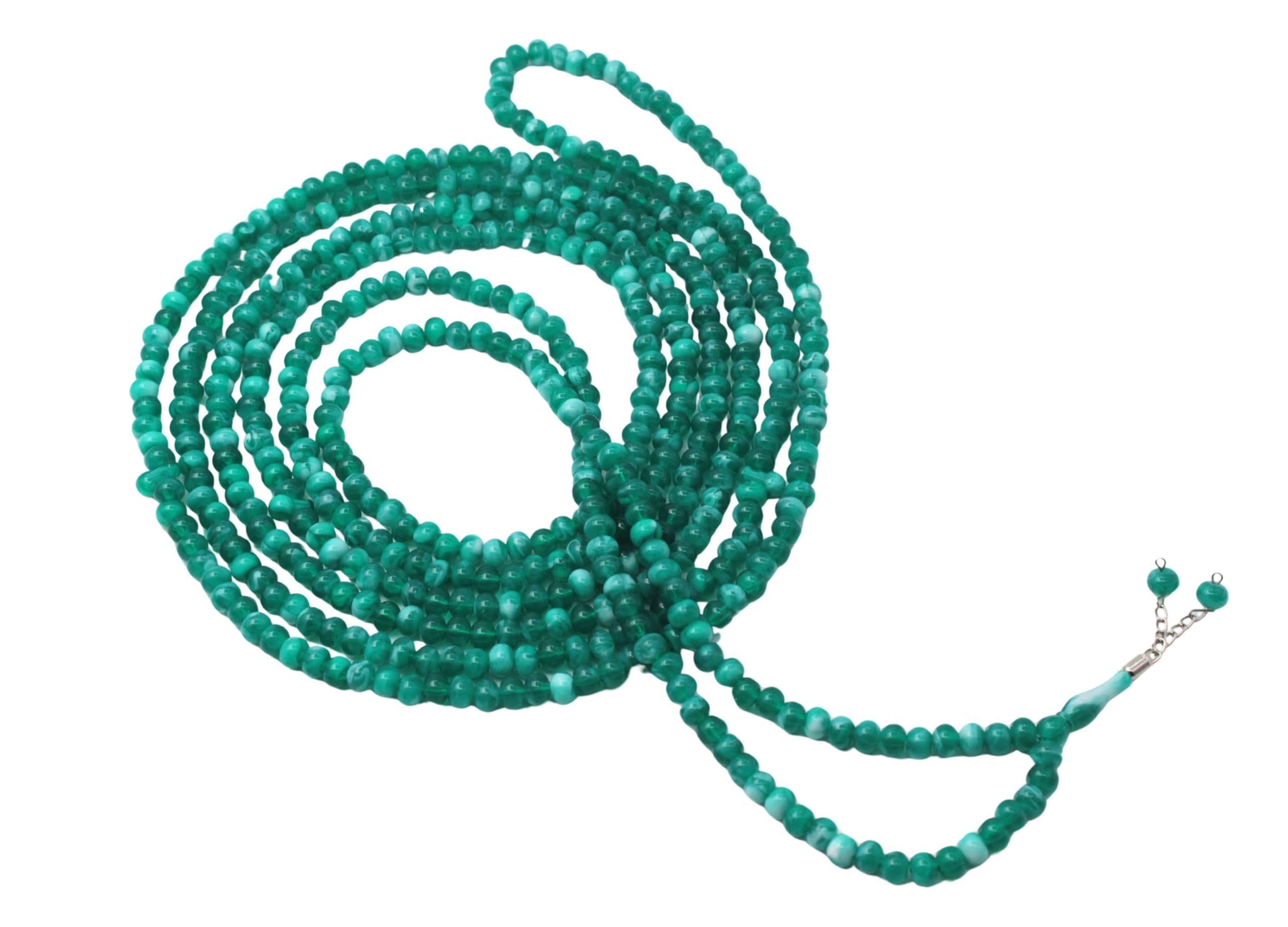 Chapelet musulman vert émeraude de 500 perles en acrylique fait main pour prière