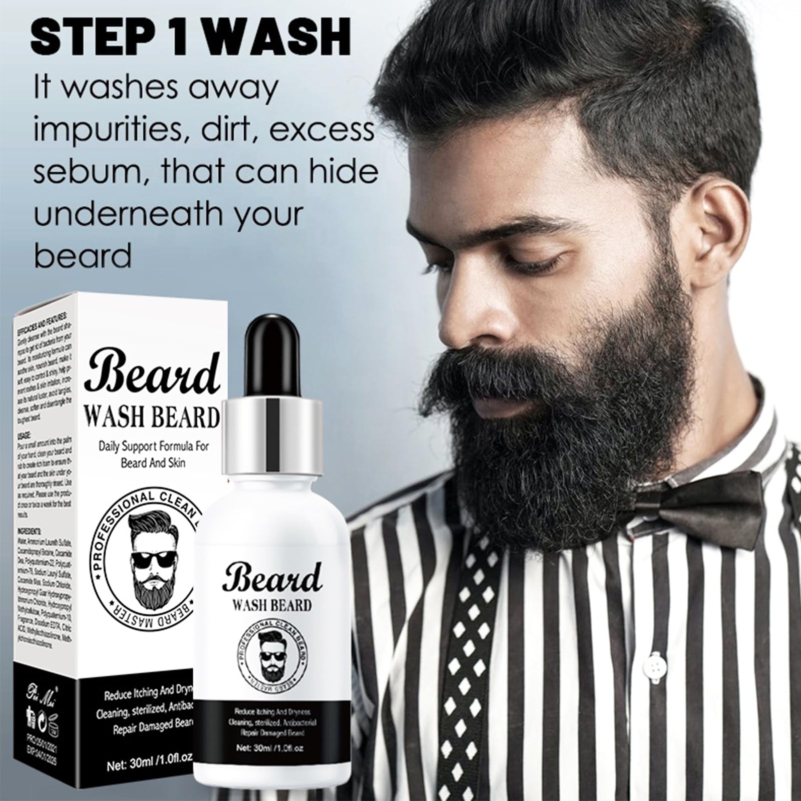 Kit Barba Uomo,Olio Barba,Shampoo Barba,Balsamo Barba,Anti-Crespo,Idratante E Modellante,Regalo Perfetto Per Uomini, Mariti O Padri
