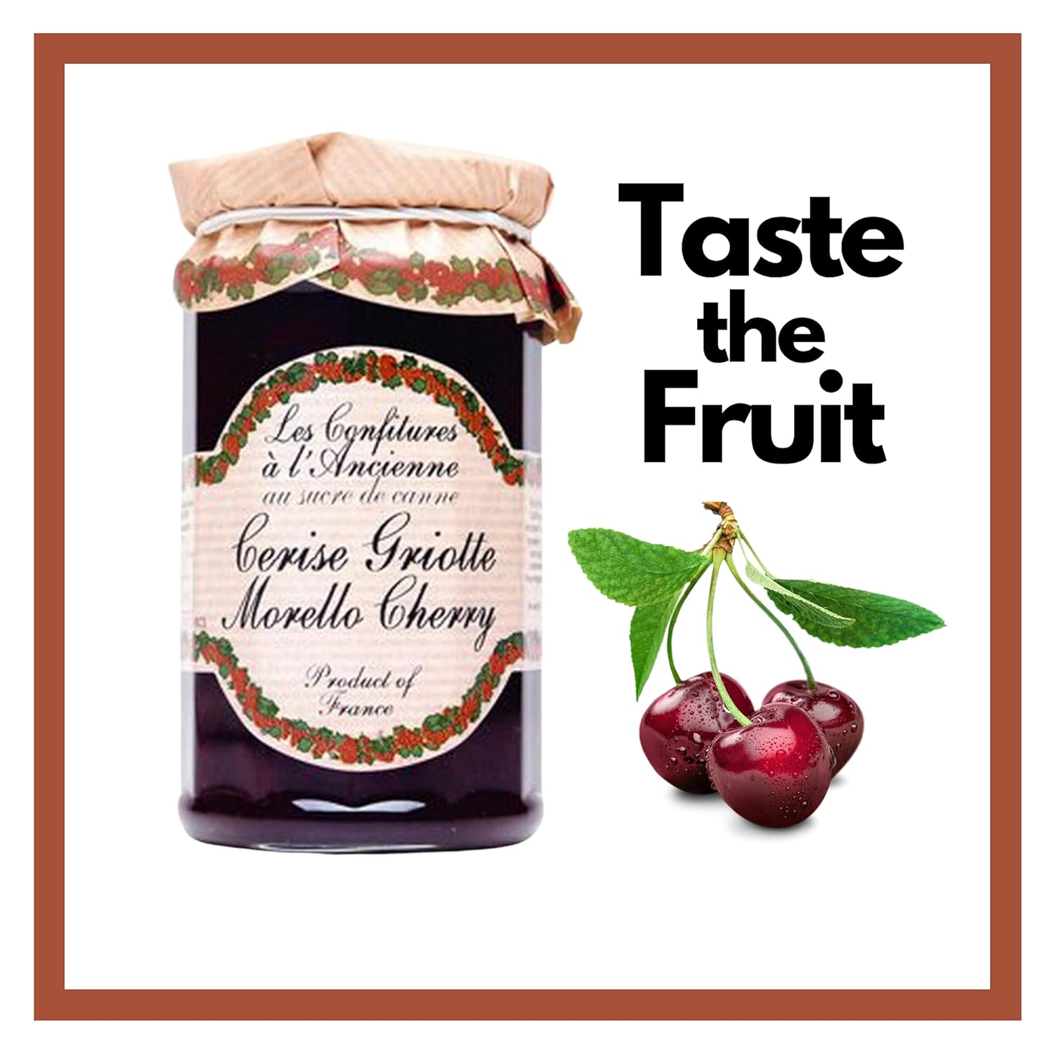 Morello Cherry Jam Andresy All natural French jam pure sugar cane 9 oz jar Confitures a l'Ancienne, One