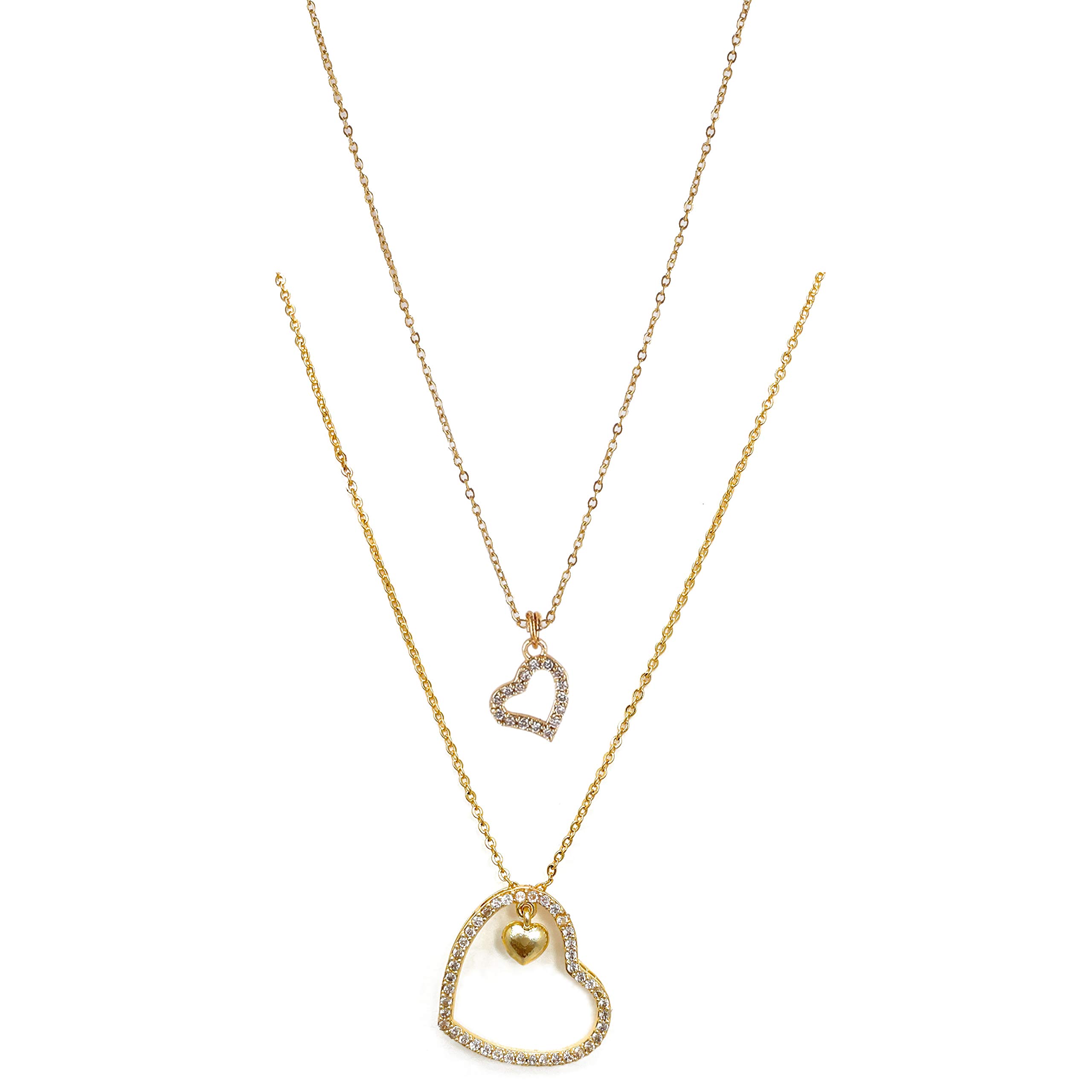 Brado Jewellery Gold Plated White American Diamond Heart Shape Pendant Chain Combo Of 2 Necklace Golden Chain Pendant for Women and Girls (B08WRSB5DJ) Amazon Price History, Amazon Price Tracker