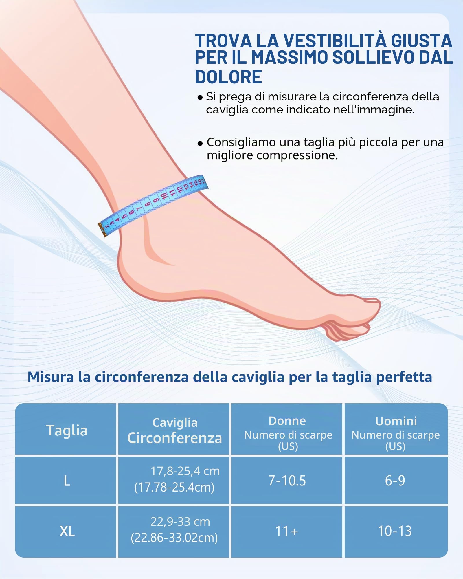 Tolaccea Supporto Ghiaccio per Caviglia e Piede, Impacco di Gel Riutilizzabile per Terapia Caldo e Freddo, Fascia Compressiva per Tendinite d'Achille, Fascite Plantare, Gonfiore L