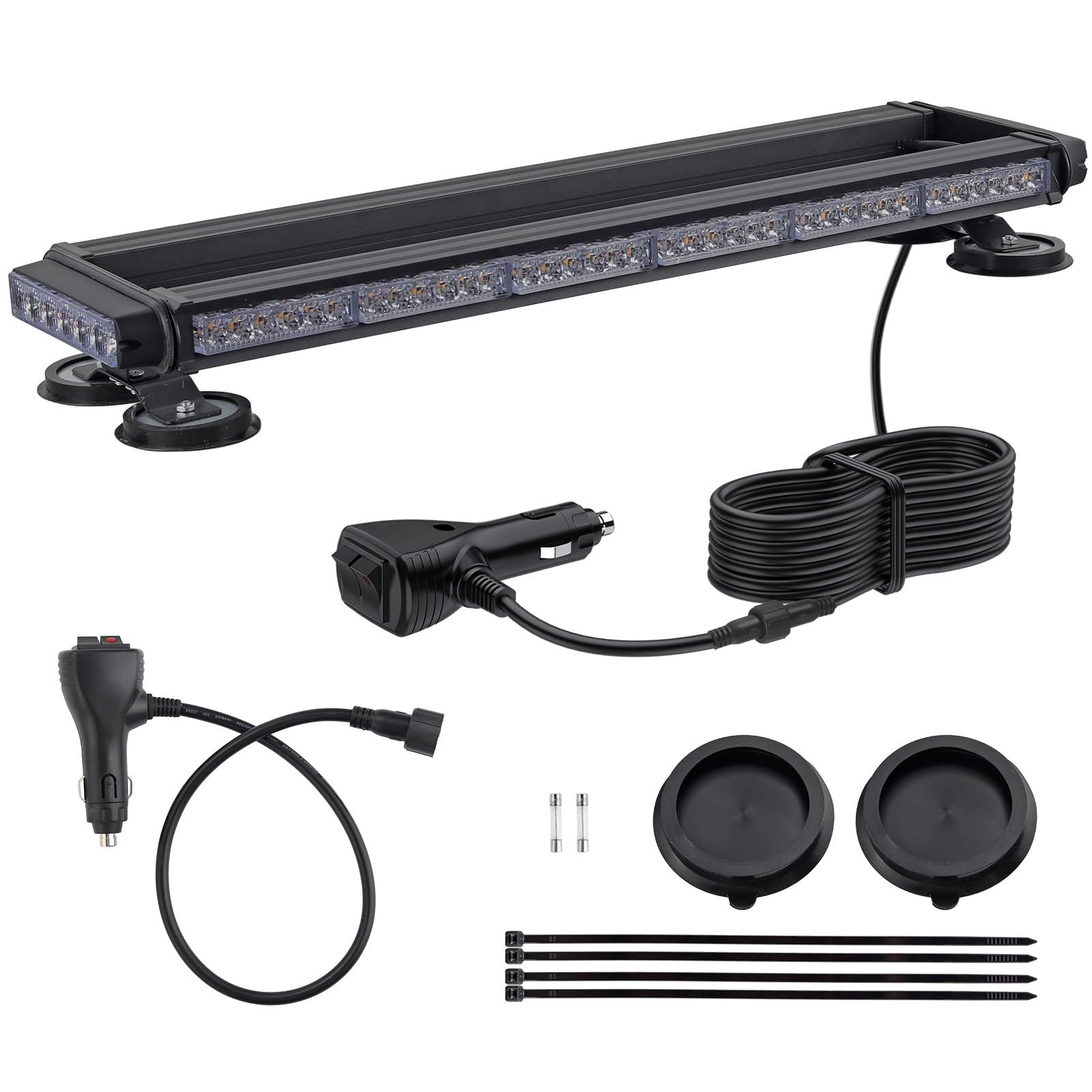 Justech 84LED Luz Estroboscópica Coche,84W Barra Luz de Emergencia,27 Modos Flash,IP65 Impermeable,Base Magnética,12 V/24 V Luces de Advertencia Ámbar con 5M Cable para Coche Camión Remolque