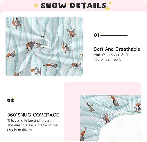 Miniatura 4 de Gnomes Sledding Crib Sheets - Stretchy Fitted Crib Sheets for Boys Girls, Unisex Cozy Baby Crib Sheet 27 x 39 x 5 Inches