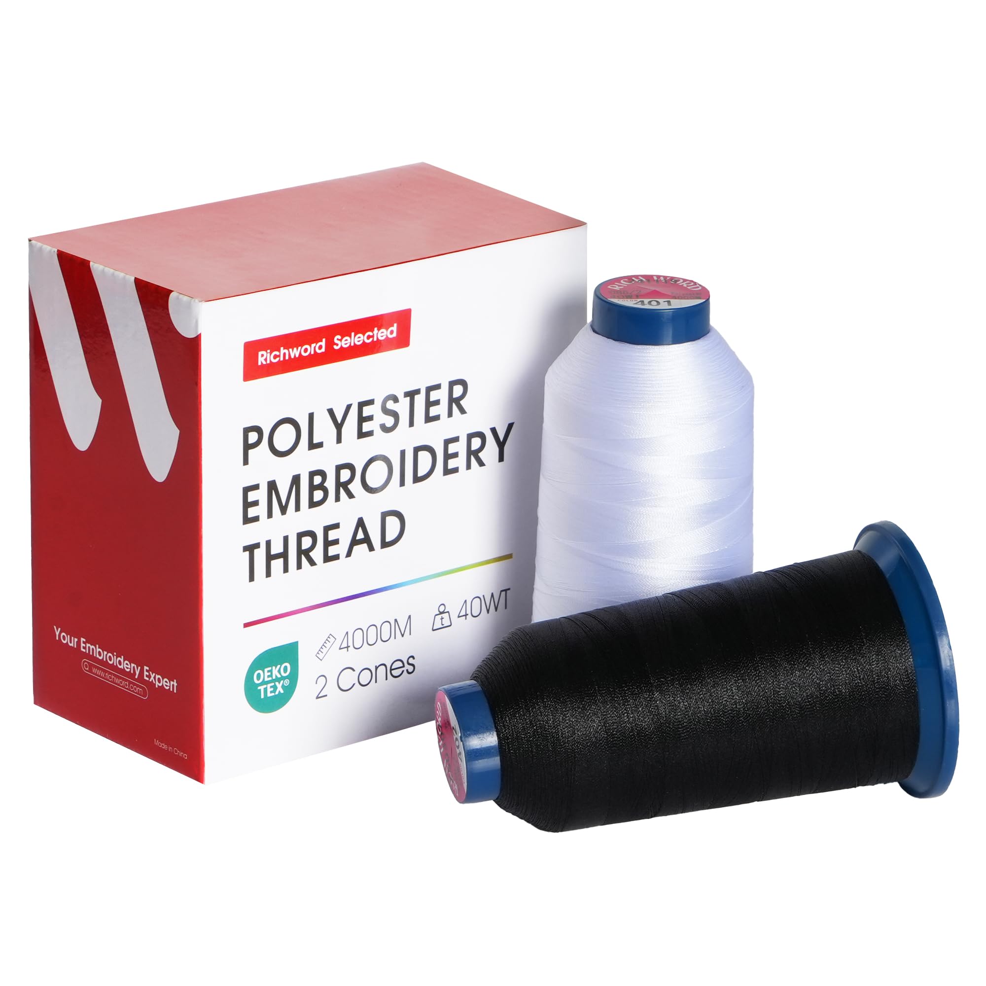 Fil à broder anti-effilochage Richword Selected 2 bobines 4000m fil polyester 40WT machine
