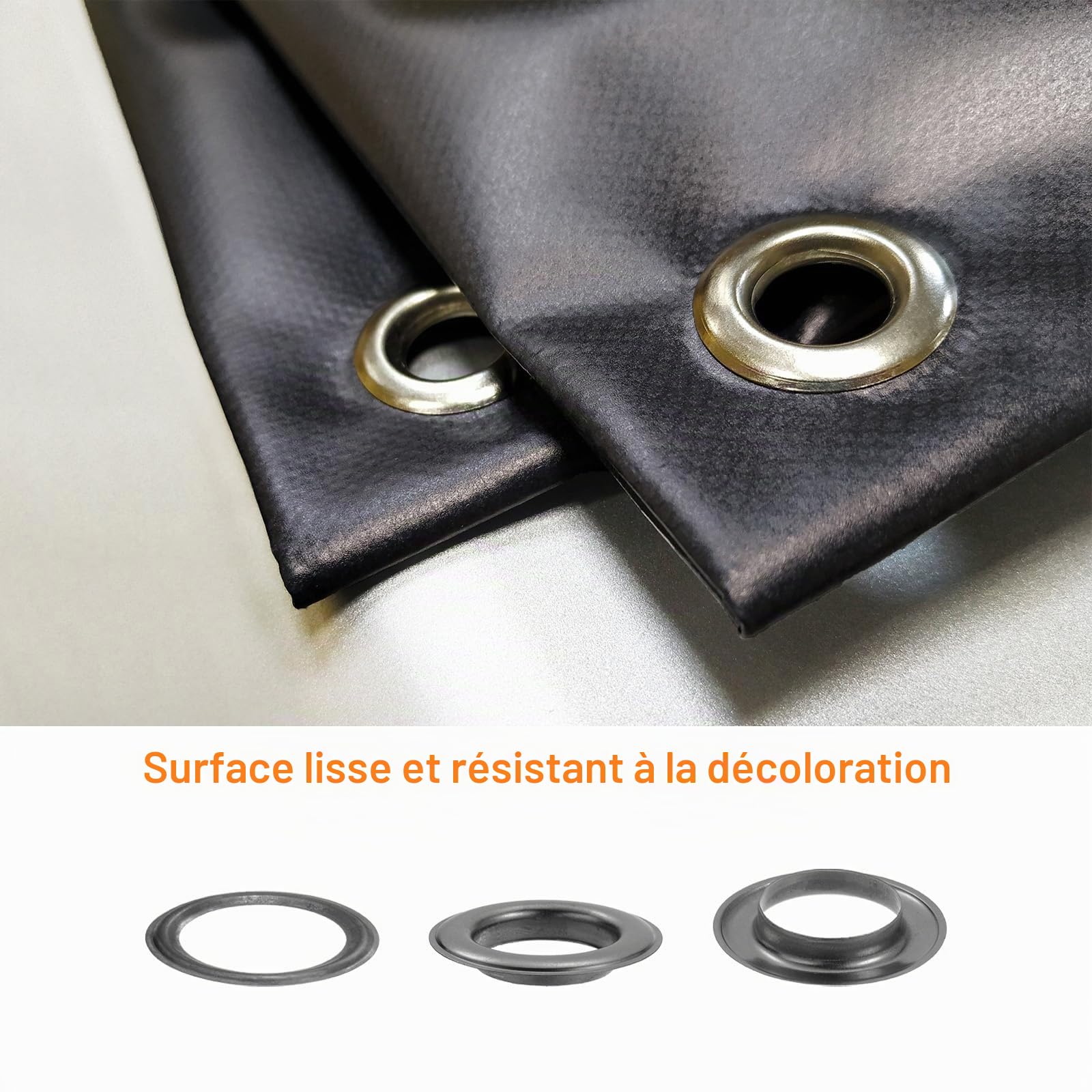 QUARKZMAN Kit de 20 Œillets en Cuivre de 20 mm avec Outil de Pose d'Œillets et Poinçon Creux, pour Vêtements en Cuir, Tissu et Ceintures, Couleur Noire